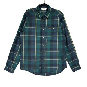 Fjallraven Plaid Long Sleeve Button Up Fjallglim Shirt Sz M Arctic Green Navy